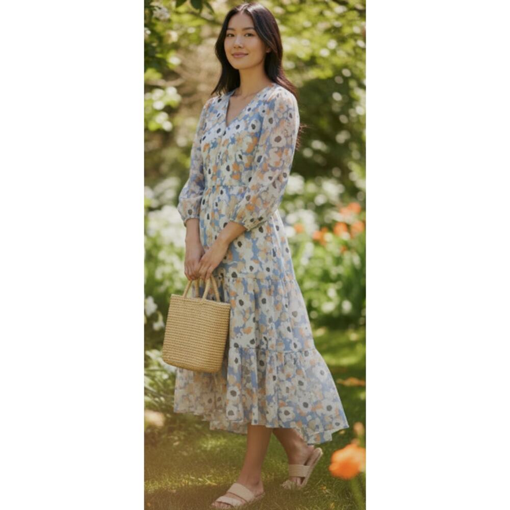 Joie Floral Tiered Chiffon Dress size Medium